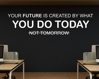 Office wall decal, Work Quote Decal for Office Employee, Motivational Inspirational Teamwork Wall Decal Sticker Decor for Office Walls 469LU