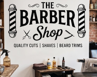 Barber Wall Decal, Barber Wall Decal, Barbershop Wall Decor, Custom Decals Razor Wall Art 1175RS
