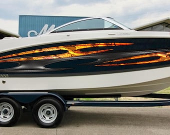 Tribal Boat Full Color Vinyl Sticker, Tribal Racing Stripes Boat Sticker, Tribal Watercraft Vinyl Decal, Tribal Speed Boat Vinyl Graphics