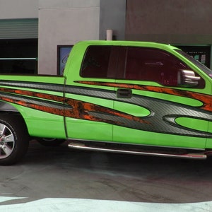 Tribal Truck Vinyl Graphics, Carbon Fiber Truck Side Wrap, Carbon Fiber Car Sticker, Carbon Fiber Tribal Truck Decal, 3D Car Decal