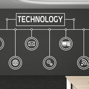 Technology Vinyl Wall Art Decal, Circuit Board Wall Decal, Office Wall Decor, Business Software Wall Sticker, Computer It Decor Office 465RS