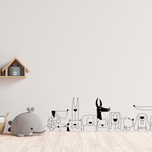 Muurstickers hond, wanddecoratie verzorging, stickers dierenarts, cadeau huisdierliefhebber, dierenwinkel hondenhok vinyl muursticker, vinyl sticker huisdier 280LU