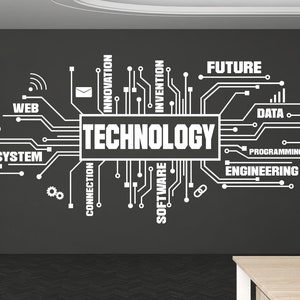 Technology Vinyl Wall Art Decal, Circuit Board Wall Decal, Office Wall Decor, Business Software Wall Sticker, Computer It Decor Office 283RS