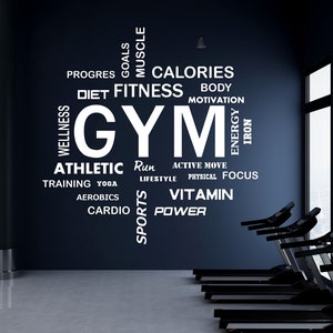 Gym Wall Decal, Inspirational Words, Workout Vinyl, Gym Decal, Fitness Collage, Gym Wall Art Gym Decor Gym Wall Decor Motivational Art 197LU