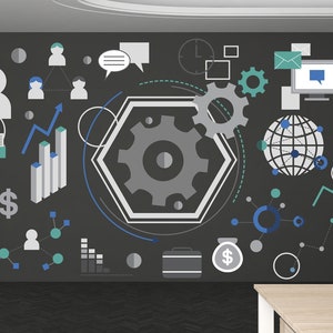 Marketing Wall Decal, Strategy Plan Teamwork Marketing Office Wall Decal, Business Office Wall Decor, Office Decals, Office Wall Art 305LU