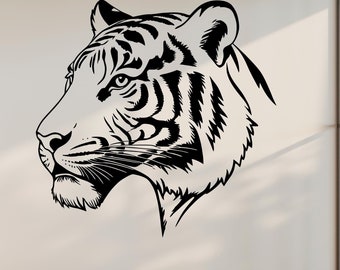 Tiger Wall Decal, Tiger Wall Art, Tiger Room Wall Decor Wolf Tiger Wall Sticker Wolf Wall Decor Animals Stickers Safari Wildlife 499LU