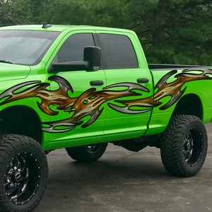 Tribal Truck Vinyl Side Graphics, Tribal Car Sticker, 3D Tribal Racing Stripes Car Vinyl Decal, Tribal Truck Side Full Color Vinyl Sticker