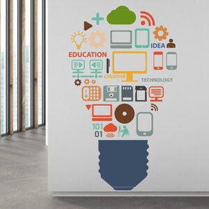 Decalque de arte de parede de vinil de tecnologia, decalque de parede de placa de circuito, decoração de parede de escritório, adesivo de parede de software comercial, decoração de computador Office 380RS