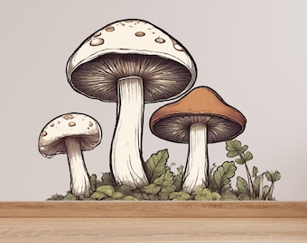 Woodland Mushroom Wall Decals, Woodland Nursery Decor, Kids Room Wall Art, Forest Wall Decor, Big Mushroom Decal, Wall Decal for Kids 362LU