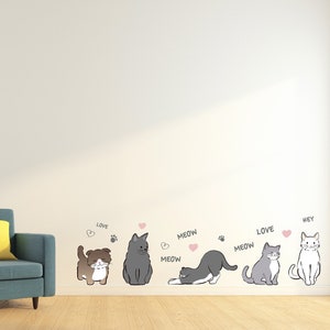 Calcomanías de pared para gatos, Decoración de pared de aseo, Calcomanías veterinarias, Regalo para amantes de mascotas, Calcomanía de vinilo de pared para casa de gatos de tienda de mascotas, Calcomanía de vinilo para pared de mascotas 340LU