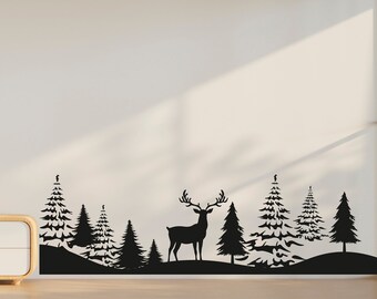 Deer Forest Wall Decor Custom Deer Wall Decal Forest Tree Wall Sticker ...