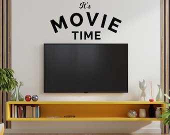 It's Movie Time Home Cinema wall decal, Theater Room Decor, Family room vinyl sticker mural, Playroom decor wall art Cinema wall decor 303LU