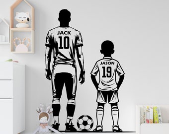 Father Son Soccer wall decor, Football Wall Decal Sport Vinyl, Football stickers, Boys Goal Wall Art, Wall Stickers, Kids Room, Decor 206RS