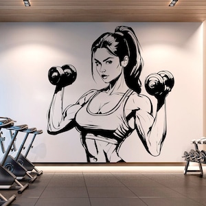 Gym Wall Art Gym Decor Gym Wall Decor, Workout Vinyl Gym Wall Decal, Gym Decal, Fitness Girl, Inspirational Words, Motivational Art 357LU