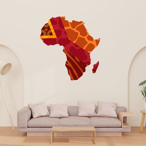 Afrika Karte Wand Kunst Vinyl Aufkleber, Afrika Kontinent Wand Vinyl Aufkleber, Afrikanische Karte Wandbild Dekor, Traditionelle Karte Vinyl Wandaufkleber 302LU