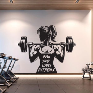 Naklejka ścienna do siłowni Dziewczyna Siłownia Cytat Dekoracja Ćwiczenia Sztuka Winylowe Naklejki ścienne do siłowni Sypialnia Siłownia Ćwiczenia Dziewczyna Motywacja Crossfit 449RS