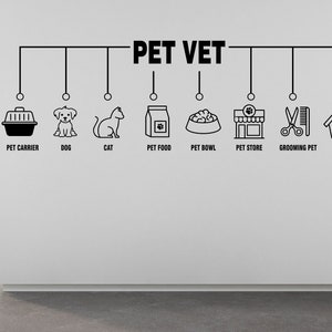 Pet Vet Wall Decor, Dog Cat wall decal, Grooming wall decor, Pet lover gift, Pet Store wall vinyl decor decal, Pet wall vinyl decal 267RS