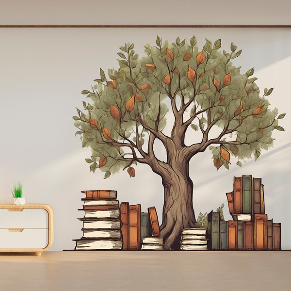Library Tree Wall Art Decal, Library Wall Decal, Education Decals, Kids Room, Reading room, Nurseries, School, Kids Gifts, Dorm Room 354LU