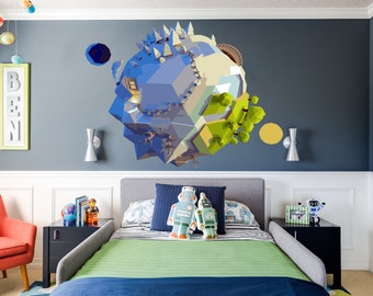 Planet Earth 3D Polygonal Wall decal