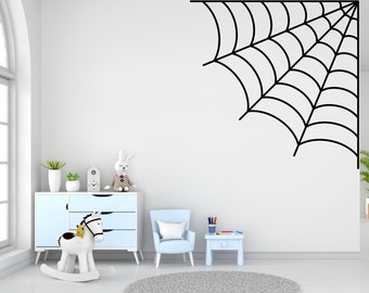 Spider web wall decal Spider web wall sticker Nursery kids room decor Halloween funny scary vinyl art decor Halloween Spooky web decal 262LU