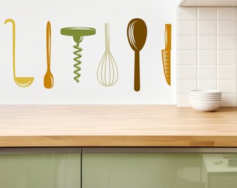 Kitchen Wall Decal, Kitchen Tools Sticker, Kitchen wall Art Decor Kitchen Wall Decor Vinyl Wall Lettering Wall Decal Dining Wall Decor 227LU
