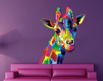 Colorful Giraffe Wall Decal, Colorful Giraffe Wall sticker, Colorful Giraffe wall decor