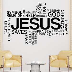 Jesus Word CLoud, Religious Wall Sign, Christian Wall Words, Church Sanctuary Wall Art, Church Wall Decor, Religious Wall Art 309LU