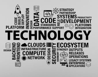 Technology Wall Decal, Circuit Board Wall Vinyl, Office Wall Decor, Business Software Wall Sticker, Computer It Decor Office 1185RS