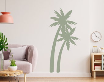 Boho Palm Tree Wall Stickers Palm tree Wall Decals, Palm trees wall art, Boho Beach Wall Mural, Tropical Nursery aesthetic room decor 330LU