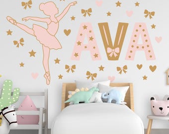 Custom Ballerina Name Vinyl Wall Decal, Girl's Room Decor 1209RS