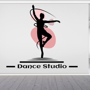 Decoración de pared para estudio de danza, calcomanía de pared para estudio de danza, calcomanía de pared, arte de pared, ballet, clases de danza, estudio de danza, calcomanías para estudio de danza 459LU