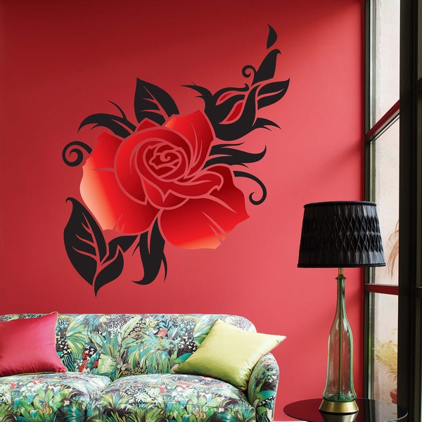 Rose Wall Decal Etsy