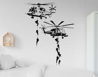 US Military Wall Decal Hero Soldier Army Helicopter Custom Nursery Kids art decal Personalized Bedroom Room Wall Art Decal Stickers 200RS