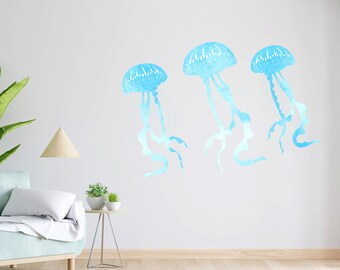 Jellyfish Wall Decor, Jellyfish Wall Decals, Sea Animals Wall Art, Stickers Bedroom Jellyfish Wall Vinyl Bathroom Nursery Decals Art 145RS