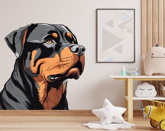 Hond muur sticker, Rottweiler, hond decor hond kunst aan de muur sticker hond minnaar dieren anime sticker hond badkamer muur stickers stickers vinyl 346LU