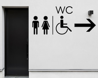 Badrumsskyltdekal, badrumsdörrdekal för företag, toalettskylt, man-kvinna-skyltar vinyl badrumsklistermärken, badrumsskyltar WC 188LU