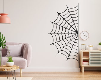 Spider web wall decal Spider web wall sticker Nursery kids room decor Halloween funny scary vinyl art decor Halloween Spooky web decal 261LU