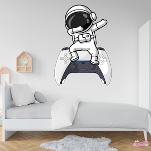 Gamer Zone wall decor Astronaut Controller decal Video Game Wall Decals Joystick Gamer Kids Bedroom Vinyl Wall Art Stickers 176RS