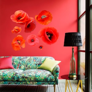 Poppy Flowers Decal, Poppy Flowers Sticker, Poppy Flowers Wall Decor