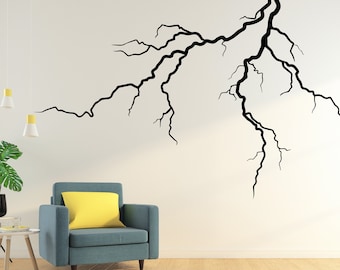 Thunder Bolt Wall mural decals decor, Lightning strike wall decal, Lightning bolt wall decal sticker, Nature storm wall vinyl decal 301LU