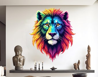 ROFARSO Lion Wall Decal Sticker - Removable, Waterproof PVC, 23.6x11.8 Inch, For Bedroom & Living Room - View #10