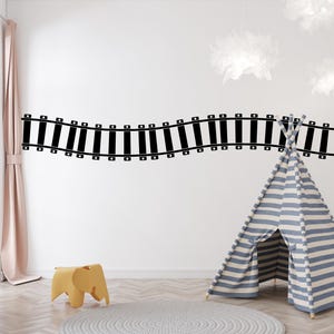 Railroad train Wall Decal Highway Vinyl Sticker Track Route Wall Decor Kids Playroom Boys Room Wall Art Train Bedroom Mural Sticker 699LU