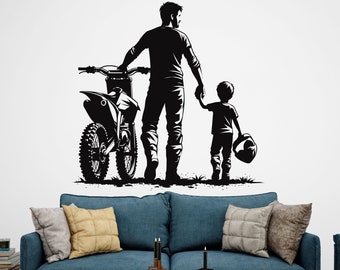 Motocross Dad Decor, Dad Boy Motocross Wall Decal, Motocross Wall Art, Motocross Decor, Motorcross Wall Sticker, Motocross Wall Vinyl 243RS