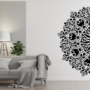 Half Mandala, Mandala Wall Art, Sacred Geometry, Mandala Sticker, Yoga, Mandala Wall Decal, Mandala Decor, Wall Decal Mandala, Gift 328LU