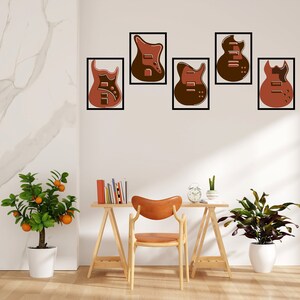 Calcomanía de pared de guitarra, pegatina de pared de guitarra, arte de pared de guitarra, arte de pared de regalos musicales, decoración elegante de música, decoración de vinilo de pared de estudio de música 011LU