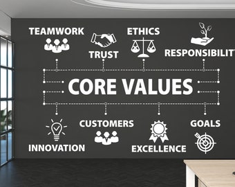 Core Value Wall Decor Our Value Wall Decal Trust Innovation Office Exellence Teamwork Wall Stickers Custom Personalized office Gift 292LU