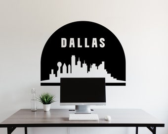 Dallas City Skyline Arch Wall Decal Vinyl Sticker City Dallas Wall Decal Vinyl Sticker Home Decor Headboard Decal Living Room Office 149LU