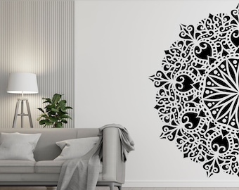 Half Mandala, Mandala Wall Art, Sacred Geometry, Mandala Sticker, Yoga, Mandala Wall Decal, Mandala Decor, Wall Decal Mandala, Gift 328LU