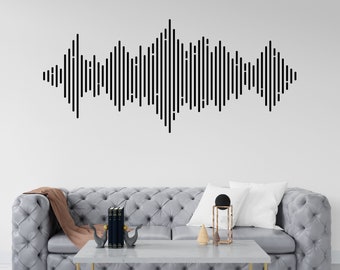 Väggdekor med ljudvåg, ljudvåg, väggdekor, musiknoter, väggdekor, vinyl, musik, väggkonst, musiker, väggdekor, inspelningsstudiodekor, 259LU