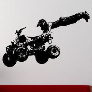 Atv Quad Bike Dirt Stunt Racing Wall Graphic Decal Sticker Vinyl Mural ...